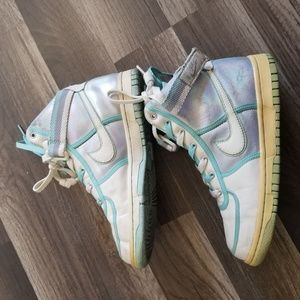Nike Air Silver Chrome and Mint High Top